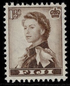 FIJI QEII SG282, 1½d sepia, M MINT.