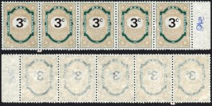 South Africa BF150 3c Green and Gold (78) U/M Strip of 5