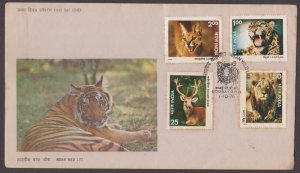 INDIA - 1976 INDIAN WILDLIFE / WILD ANIMALS - 4V - FDC  BOMBAY CANCL.