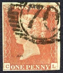 1841 Penny Red (CL) Plate 55 (Small Rub Bottom Right) Cat 38 pounds