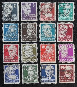 East Germany DDR #10N29-10N44,MI212-227 Used SBZ BESATZUNGSZONE