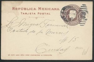 MEXICO 1912 1c postcard used...............................................66207