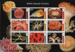 British Antarctic Ter BAT Marine Animals Stamps 2017 MNH Corals Coral 9v M/S