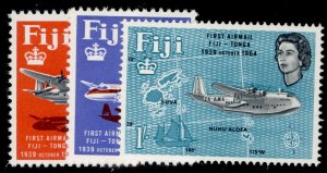FIJI QEII SG338-340, 1964 anniv of Fiji-Tonga airmail set, NH MINT. 