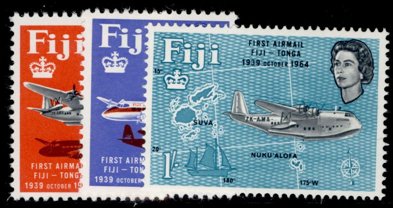 FIJI QEII SG338-340, 1964 anniv of Fiji-Tonga airmail set, NH MINT. 