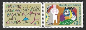 SE)1991 UNITED NATIONS CHILDREN'S RIGHTS UN, 2 STAMPS MNH