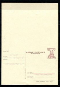 Poland 1958 Postal Stationary Card with respond other side Unused Kopernic10362