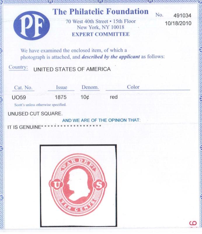 USA #UO59 VF Mint **With Certificate**