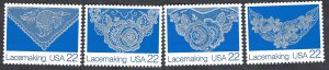 United States #2351-54 22¢ Lacemaking (1987). Four singles. MNH