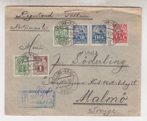 ESTONIA, 1926 Registered cover, various front & back, Tallinn-Vaksal to Sweden.