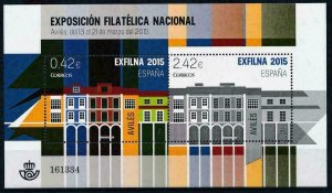 SPAIN 2015. EXFILNA Aviles  . Ed# 4956. M/S 2 stamp. NHM