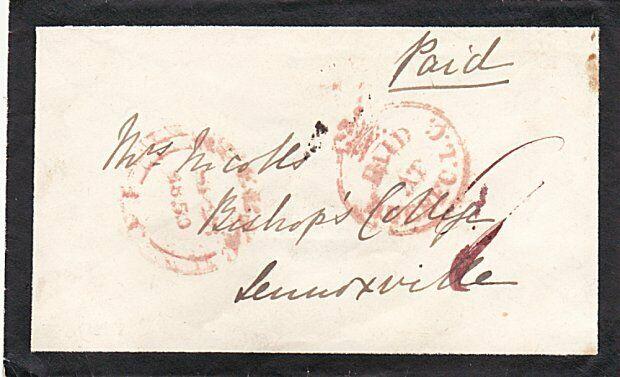 CANADA 1860 Mourning cover Crowned Circle PAID AT QUEBEC in red............29188