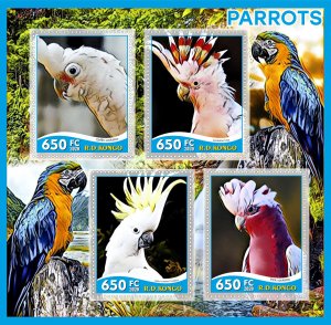 Stamps. Birds, Parrots 2020 year, 1+1 sheets MNH ** perforated