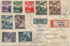 Piestany, Slovakia to New York, NY 1941 Registered Airmail (53847)