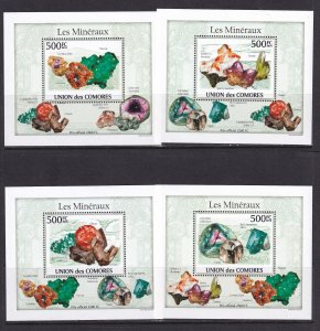 Comores 2010 Minerals 4 S/Sheets Deluxe Edition MNH