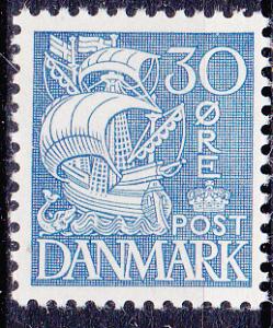 Denmark  238F MNH 1939 30o blue Caravel (Ship) Ty 2