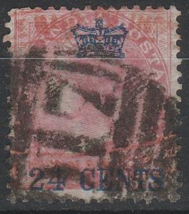 Malaya Straits Settlements 1867 India 24c on 8a D17 Cancel SG#8 CV£100