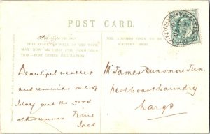 Great Britain 1/2d KEVII 1904 Whiting Bay, Arran PPC to Largo, Scotland.