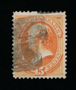 GENUINE SCOTT #152 F-VF USED 1870 BRIGHT ORANGE NBNC 15¢ DANIEL WEBSTER #16136