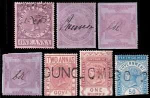 India Revenue & Telegraph Stamps (pre-1900) Used F to F C