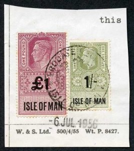 Isle of Man KGVI One Pound + 1/- Key Plate Type Revenues CDS on Piece