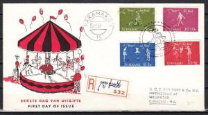 Suriname, Scott cat. B108-B111. Children`s Games issue. First day cover. *