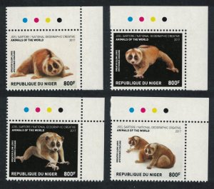 Niger Greater Slow Loris Wild Animals 4v Corners 2017 MNH