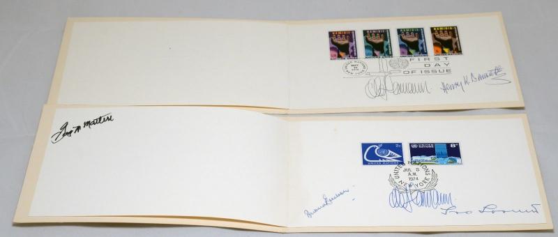 2 UNITED NATIONS Souvenir Covers Postage Stamps FDC Collection New York Signed