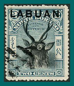 Labuan 1897 Sambar Stag, p14, cancelled  #73,SG90