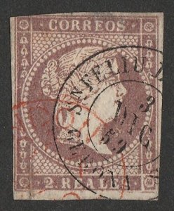 SPAIN 1856 Queen 2R RARE Postmark Edifil cat €110++