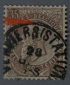 Belgium #57 Used VF Place Place Cancel (?) Station Par Date Red Hand Cancel? HRM