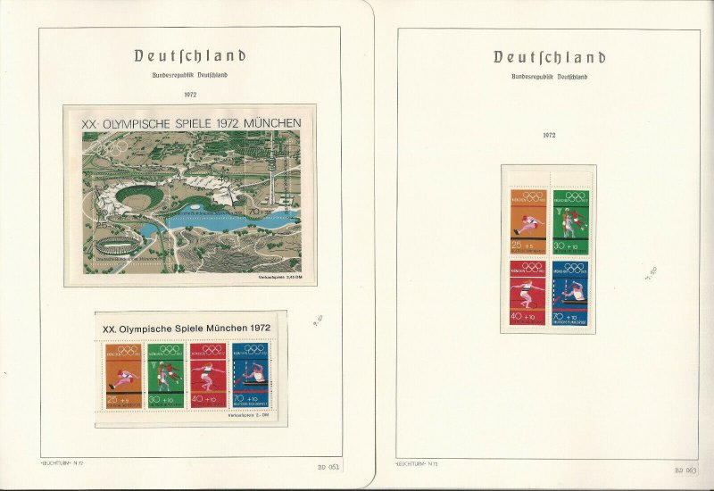 Germany Stamp Collection on 24 Hingless Lighthouse Pages, 1971-1976, JFZ