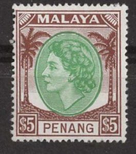 Malaya-Penang # 44   QE II  $5  1954   (1) Mint NH