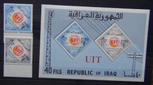 Iraq 1965 Centenary of ITU set & Miniature Sheet MNH