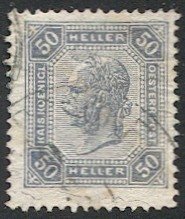 AUSTRIA 1904  Sc 103a  50h w/varnish bars  Used VF,  cv $9.50