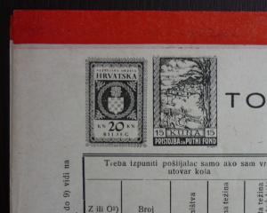 WWII CROATIA - NDH - IMPRINTED REVENUE STAMP ON DOCUMENT RR!! J2