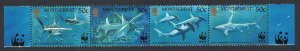 Montserrat WWF Great Hammerhead Shark Strip of 4v 1999 MNH SC#998 a-d