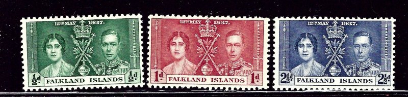 Falkland Is 81-83 MNH 1937 KGVI Coronation    (ap2395)