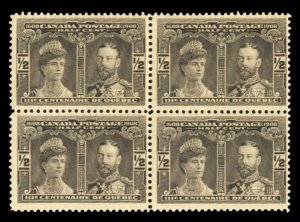 Canada #96 Cat$76, 1908 1/2c black, block of four, never hinged