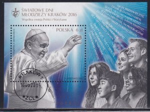 Poland 2016 Sc 4224 World Youth Day Cracow Pope Francis Stamp SS CTO