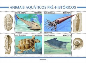 GUINEA BISSAU - 2023 - Prehist Water Animals - Perf 4v Sheet - Mint Never Hinged