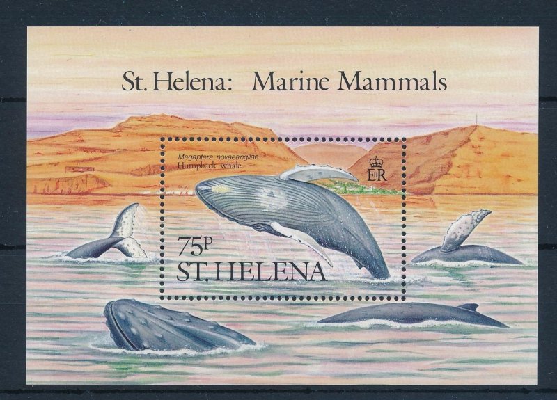 [48476] St. Helena 1987 Marine life humpback whales Souvenir Sheet MNH