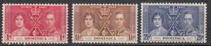 Dominica - 1937 Coronation Sc#94/96 - MNH (64)