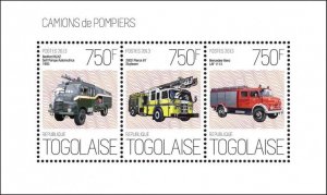 Togo - Fire Engines - 2013 Mercedes-Benz - 3 Stamp Sheet - 20H-668