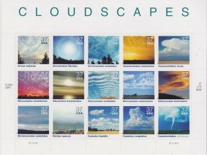 Cloudscapes Pane of Fifteen 37 Cent Postage Stamps Scott 3878