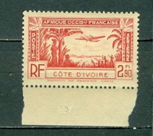 IVORY COAST  1940 AIR  #C2 MARGIN STAMP  MNH(GUM DIST.) $0.40