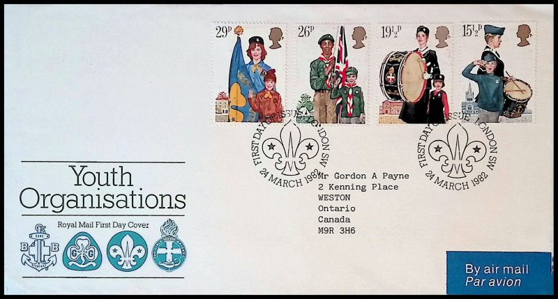 Great Britain Sc#983-986 YOUTH ORGANISATIONS SCOUTING (1982) FDC