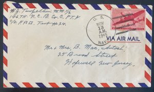 1945 US Navy Post office In Okinawa Ryukyu Japan Cover To Hofewell NJ Usa