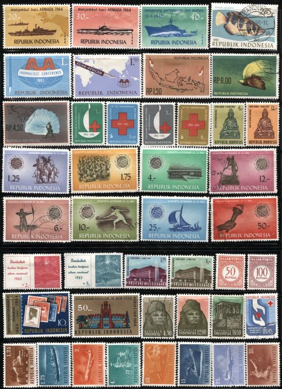 400+ INDONESIA Republic Stamps Postage Collection Commemorative 1948-91 Used MLH