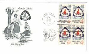 US #1167(Me-4) 4c Camp Fire Girls blk 4 FDC Artmaster ECV $5